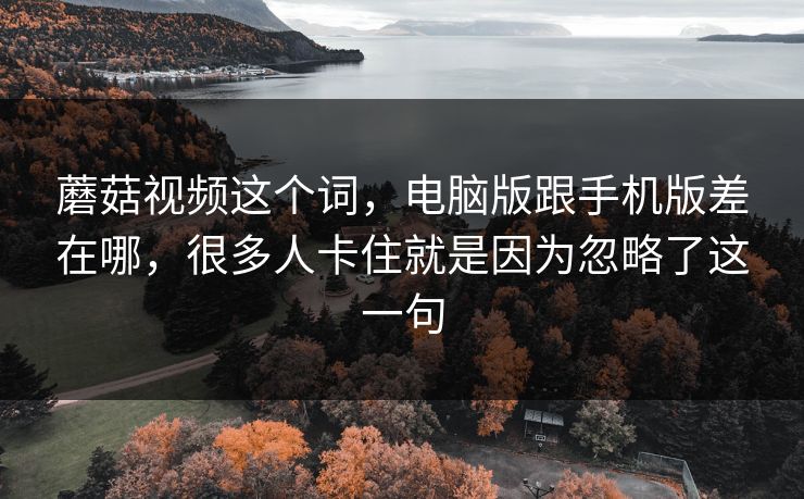 蘑菇视频这个词，电脑版跟手机版差在哪，很多人卡住就是因为忽略了这一句