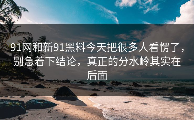 91网和新91黑料今天把很多人看愣了，别急着下结论，真正的分水岭其实在后面