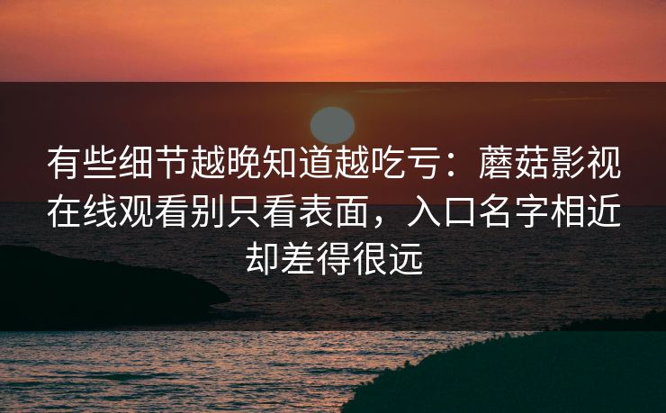 有些细节越晚知道越吃亏：蘑菇影视在线观看别只看表面，入口名字相近却差得很远