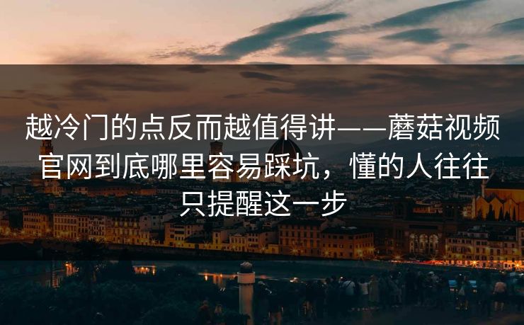 越冷门的点反而越值得讲——蘑菇视频官网到底哪里容易踩坑，懂的人往往只提醒这一步