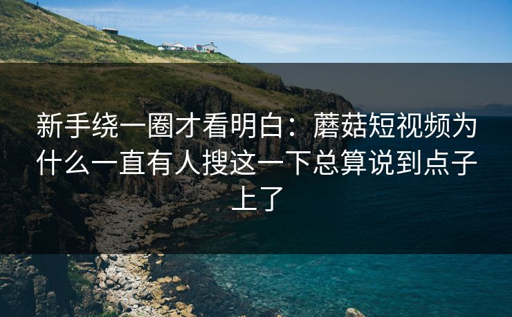 新手绕一圈才看明白：蘑菇短视频为什么一直有人搜这一下总算说到点子上了