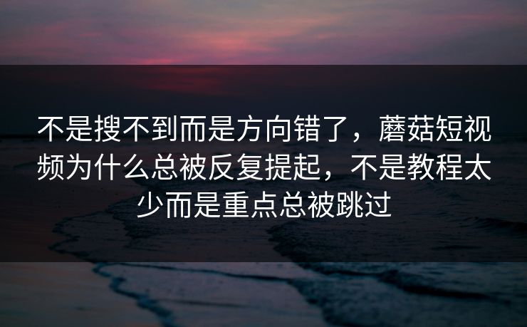不是搜不到而是方向错了，蘑菇短视频为什么总被反复提起，不是教程太少而是重点总被跳过