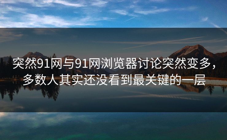 突然91网与91网浏览器讨论突然变多，多数人其实还没看到最关键的一层