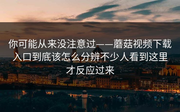 你可能从来没注意过——蘑菇视频下载入口到底该怎么分辨不少人看到这里才反应过来