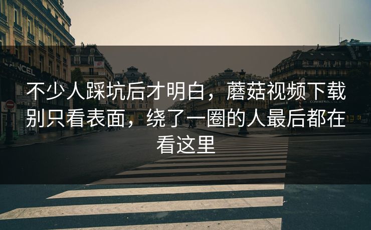不少人踩坑后才明白，蘑菇视频下载别只看表面，绕了一圈的人最后都在看这里