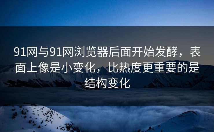 91网与91网浏览器后面开始发酵，表面上像是小变化，比热度更重要的是结构变化