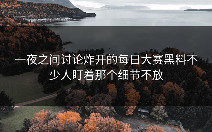 一夜之间讨论炸开的每日大赛黑料不少人盯着那个细节不放 一夜之间讨论炸开的每日大赛黑料不少人盯着那个细节不放