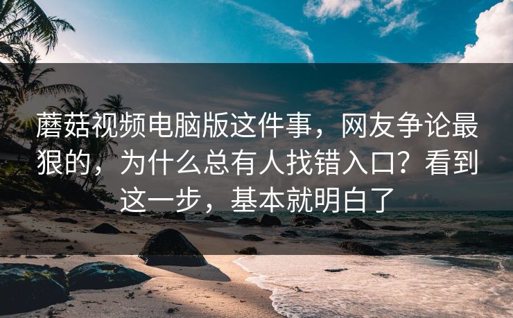 蘑菇视频电脑版这件事，网友争论最狠的，为什么总有人找错入口？看到这一步，基本就明白了