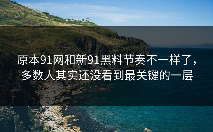 原本91网和新91黑料节奏不一样了，多数人其实还没看到最关键的一层