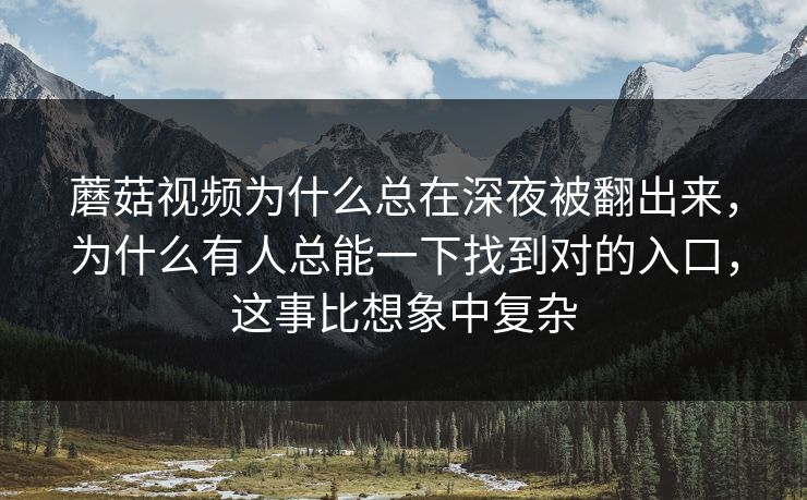 蘑菇视频为什么总在深夜被翻出来，为什么有人总能一下找到对的入口，这事比想象中复杂