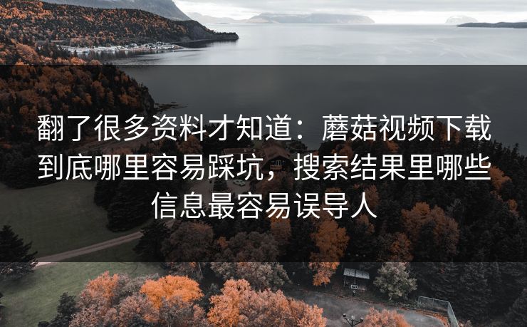 翻了很多资料才知道：蘑菇视频下载到底哪里容易踩坑，搜索结果里哪些信息最容易误导人