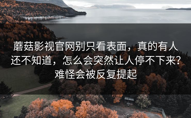 蘑菇影视官网别只看表面,真的有人还不知道,怎么会突然让人停不下来?难怪会被反复提起 蘑菇影视官网别只看表面,真的有人还不知道,怎么会突然让人停不下来?难怪会被反复提起