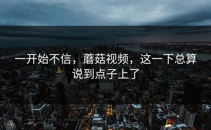 一开始不信，蘑菇视频，这一下总算说到点子上了