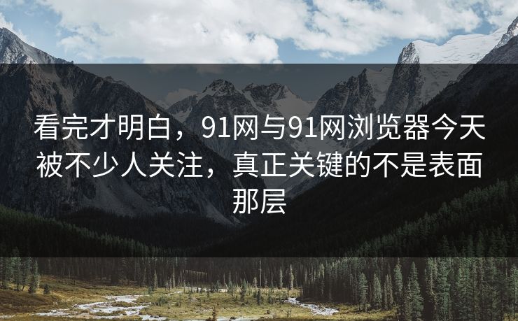 看完才明白，91网与91网浏览器今天被不少人关注，真正关键的不是表面那层